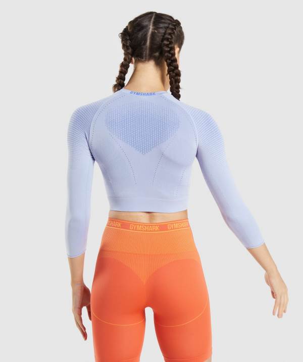 Damske Crop Top Gymshark Apex Seamless Lavendel Modre / Modre | DV6107253
